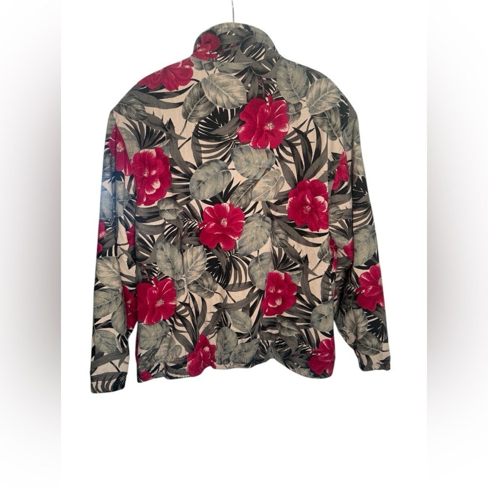 Vital Zone‎ y2k 100% Silk vintage floral jacket shoulder pads 80’s Spring